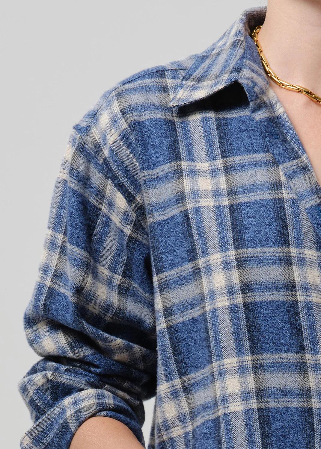 Ana Cropped Shirt in Marina Plaid