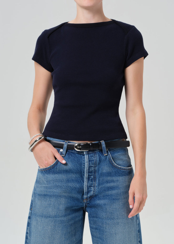 Baby Waffle Tee in Navy