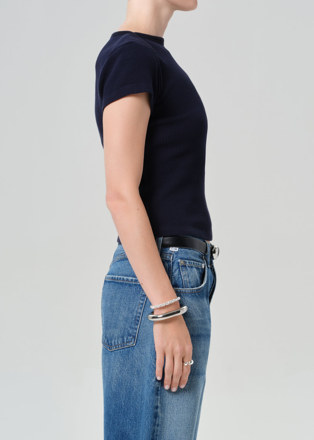 Baby Waffle Tee in Navy
