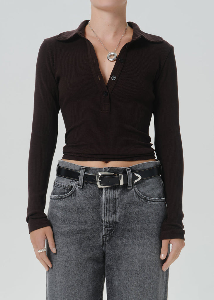 Brea 60's Polo in Chocolate
