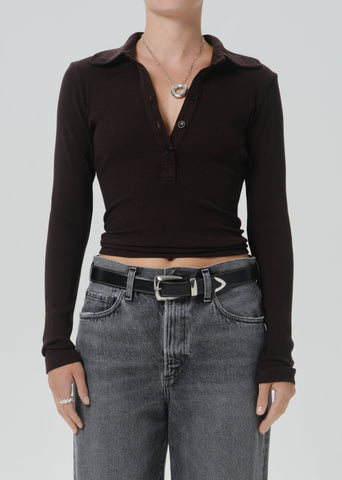 Brea 60's Polo in Chocolate