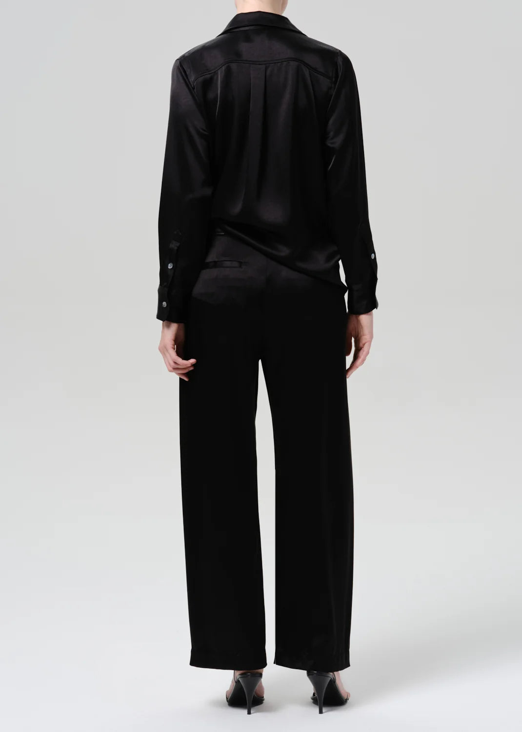 Brynn Japanese Hammered Satin Trouser in Black