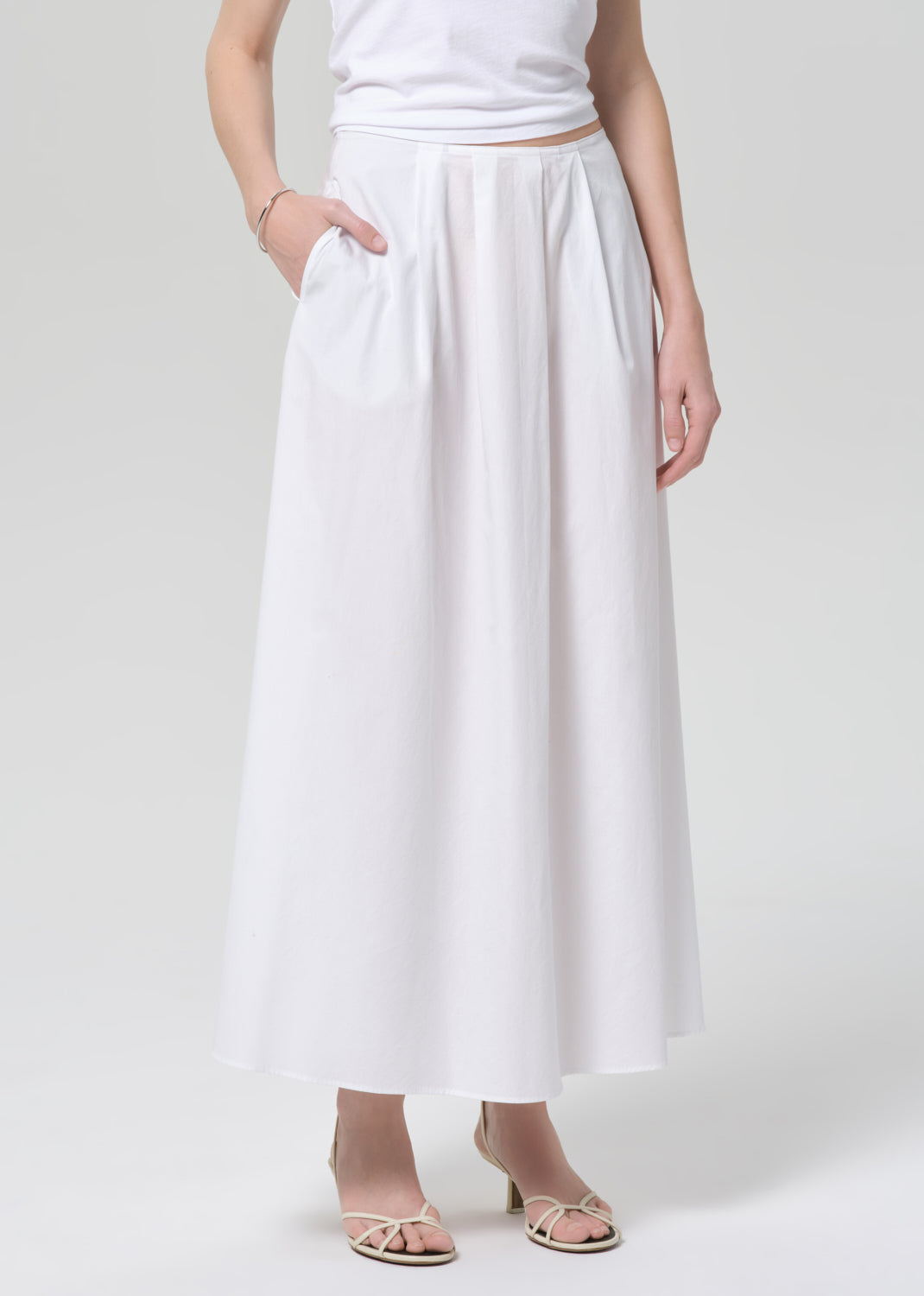 Emi Poplin Skirt in Optic White