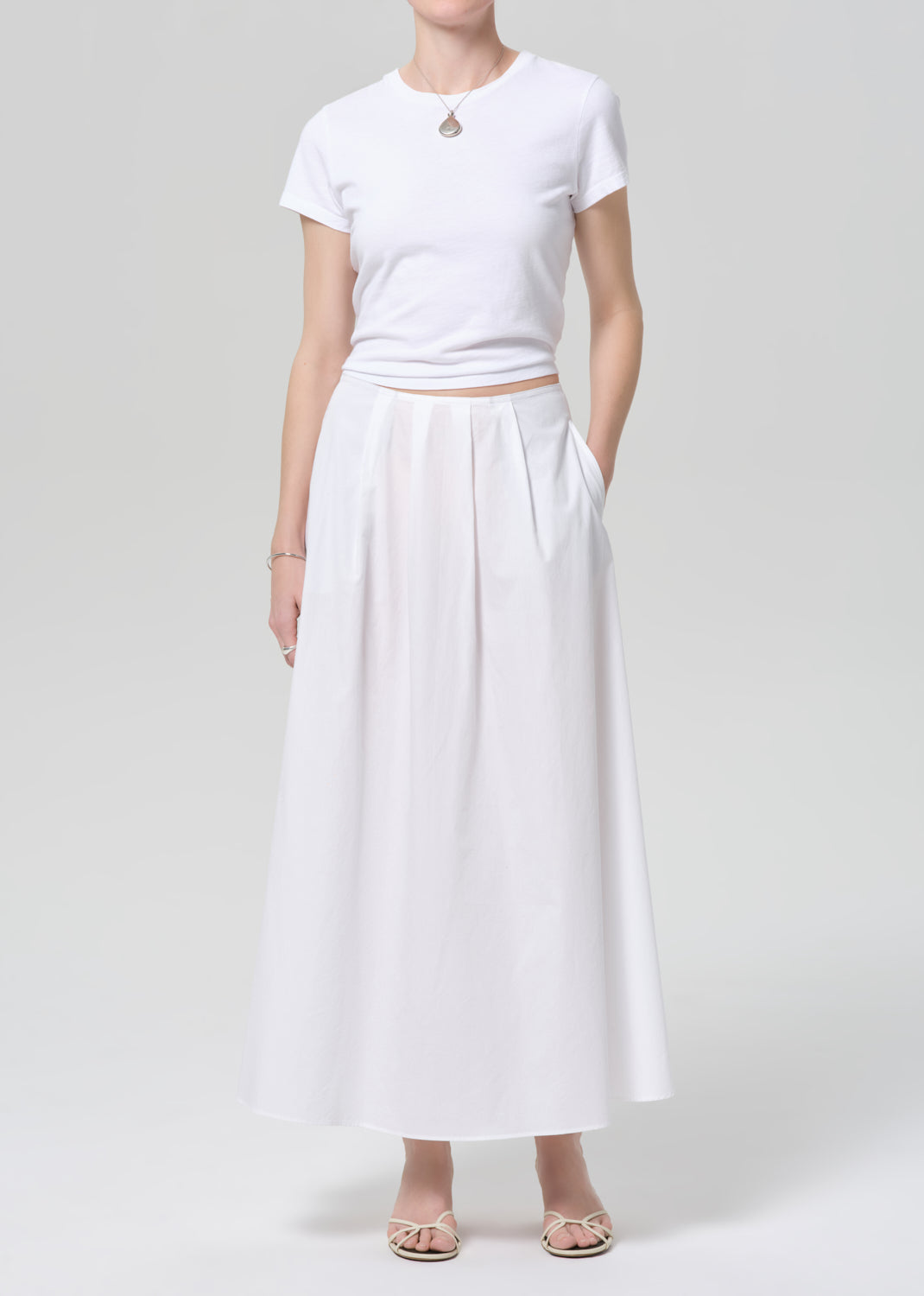 Emi Poplin Skirt in Optic White