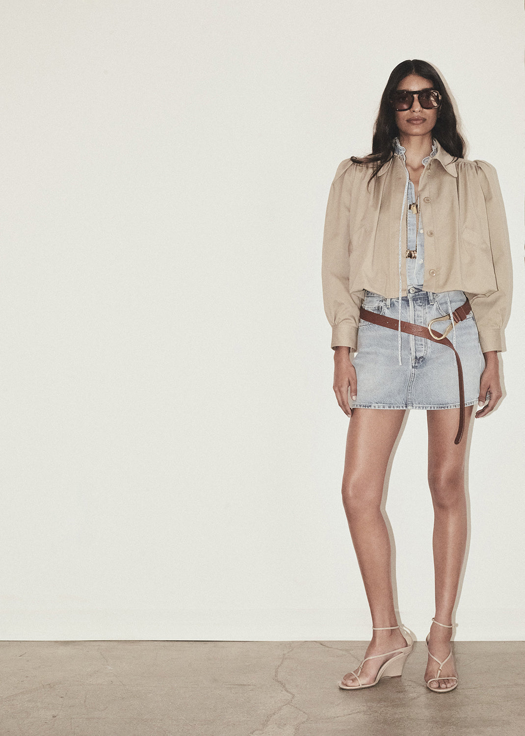 Everly Shirred Crop Jacket in Catalina