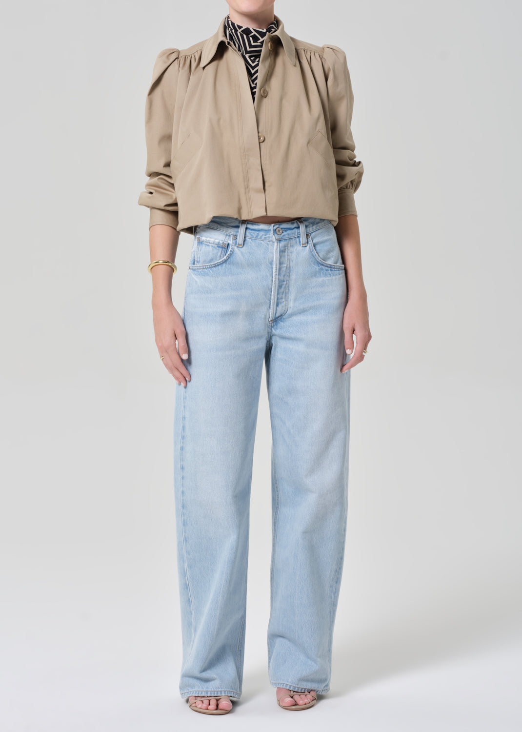 Everly Shirred Crop Jacket in Catalina