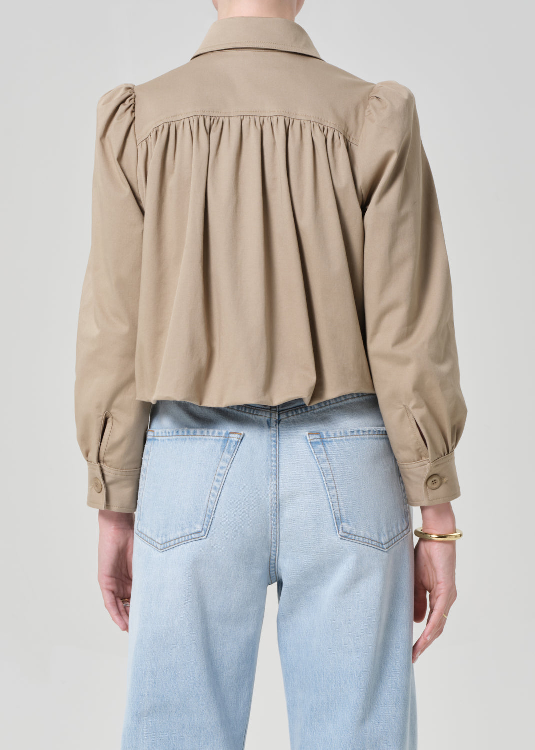 Everly Shirred Crop Jacket in Catalina