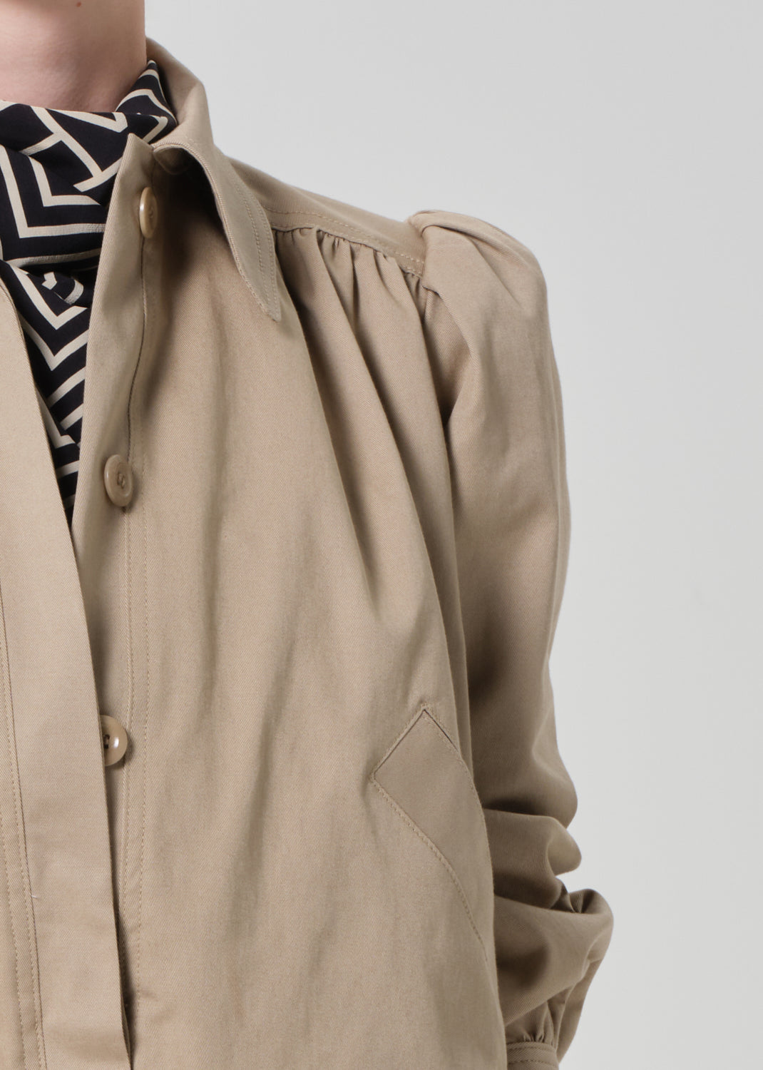 Everly Shirred Crop Jacket in Catalina