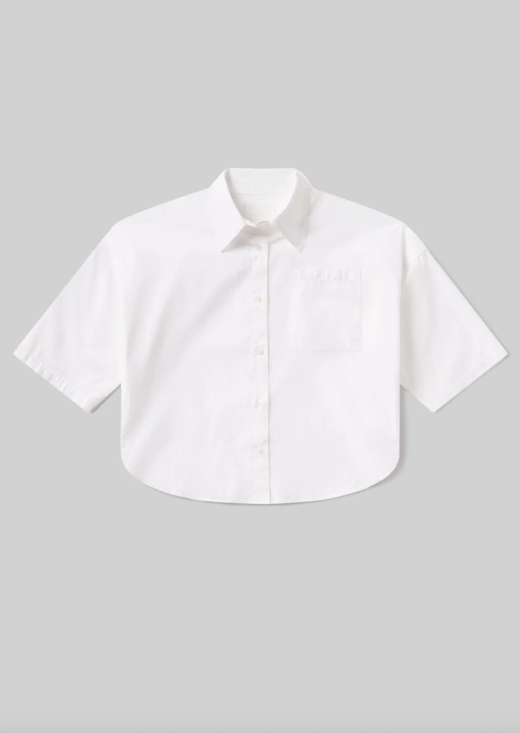 Frances Cropped Cape Button Up In Optic White