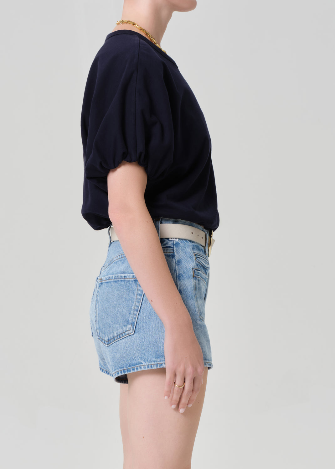 Gia Bubble Tee in Navy