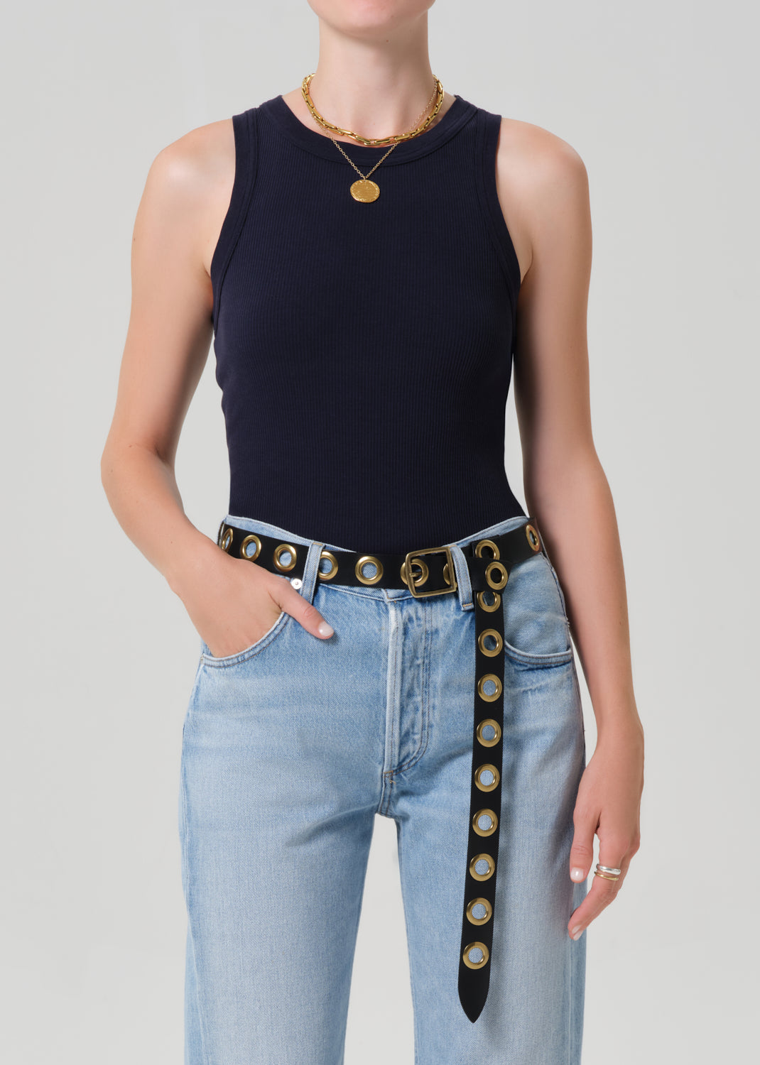 Isabel Rib Tank in Navy