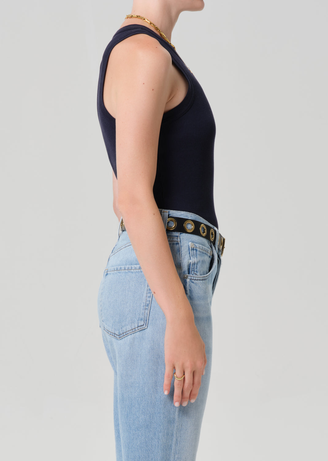 Isabel Rib Tank in Navy