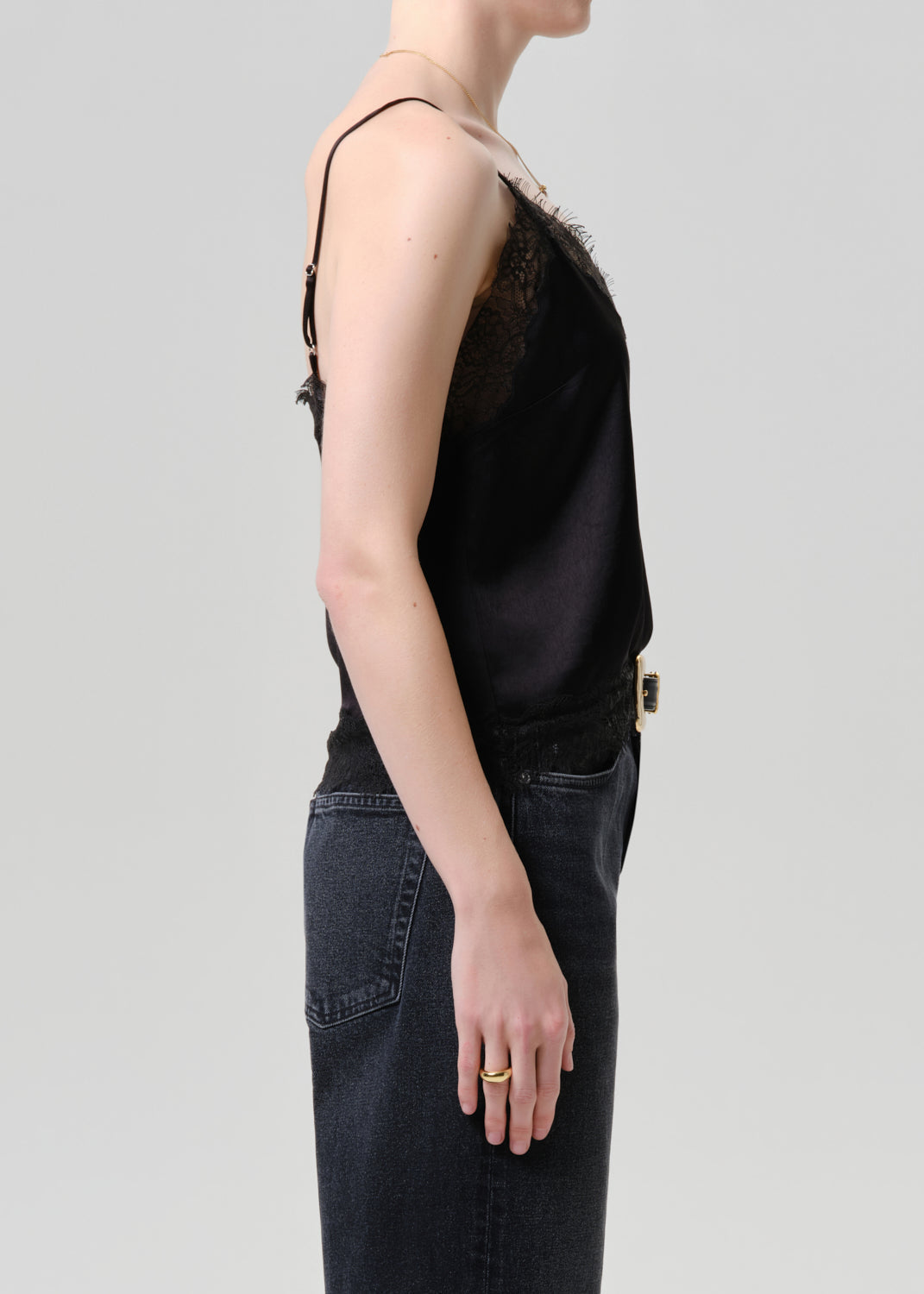 Lace Trimmed Cami in Black
