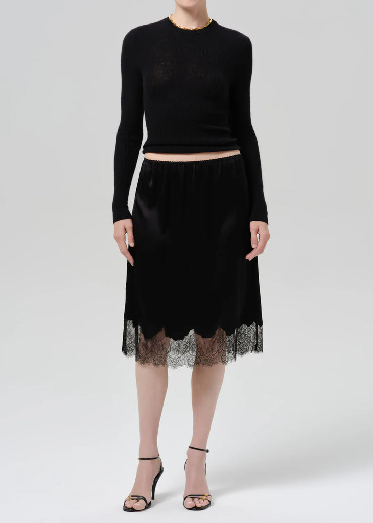 Lace Trimmed Skirt in Black