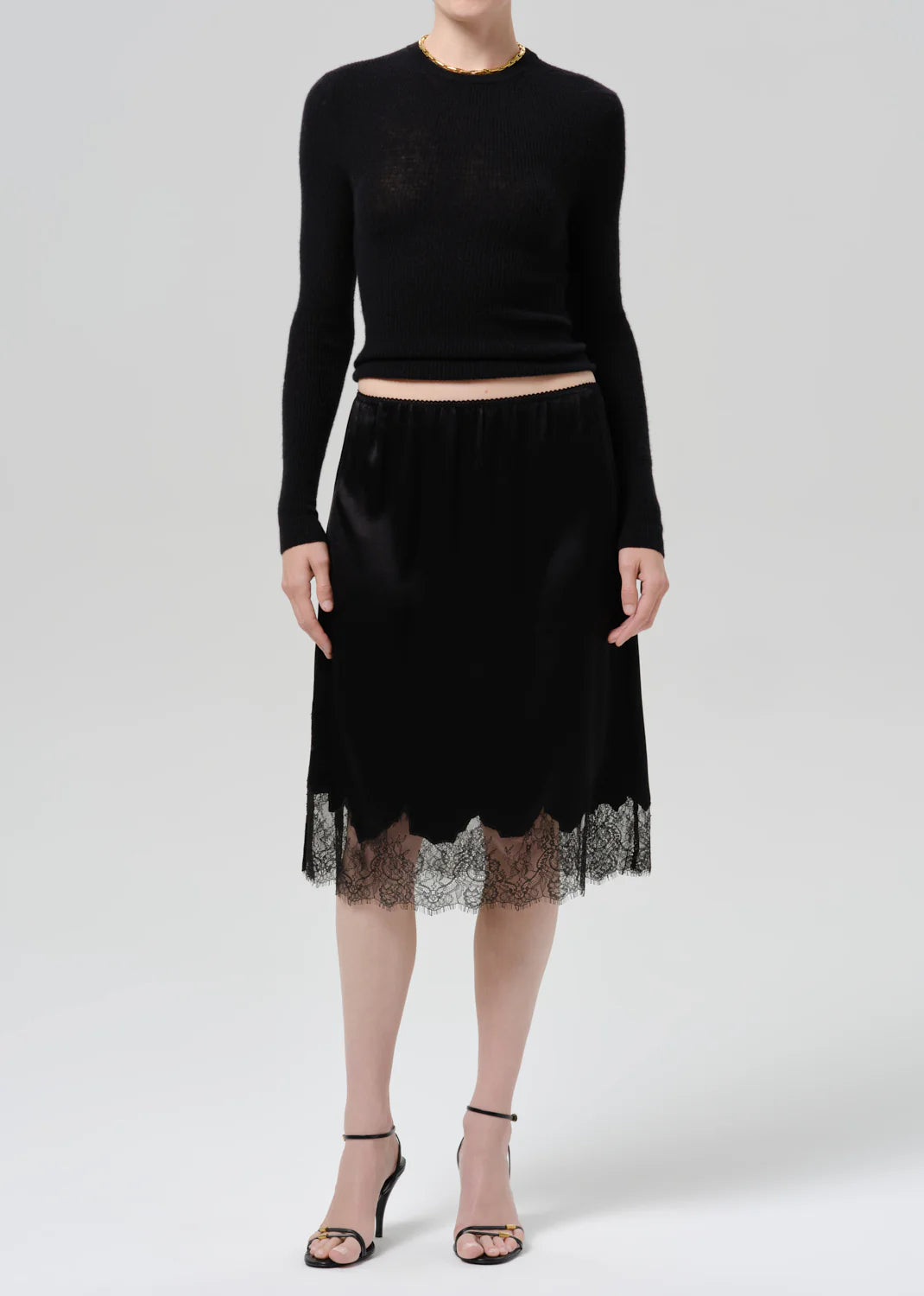Lace Trimmed Skirt in Black