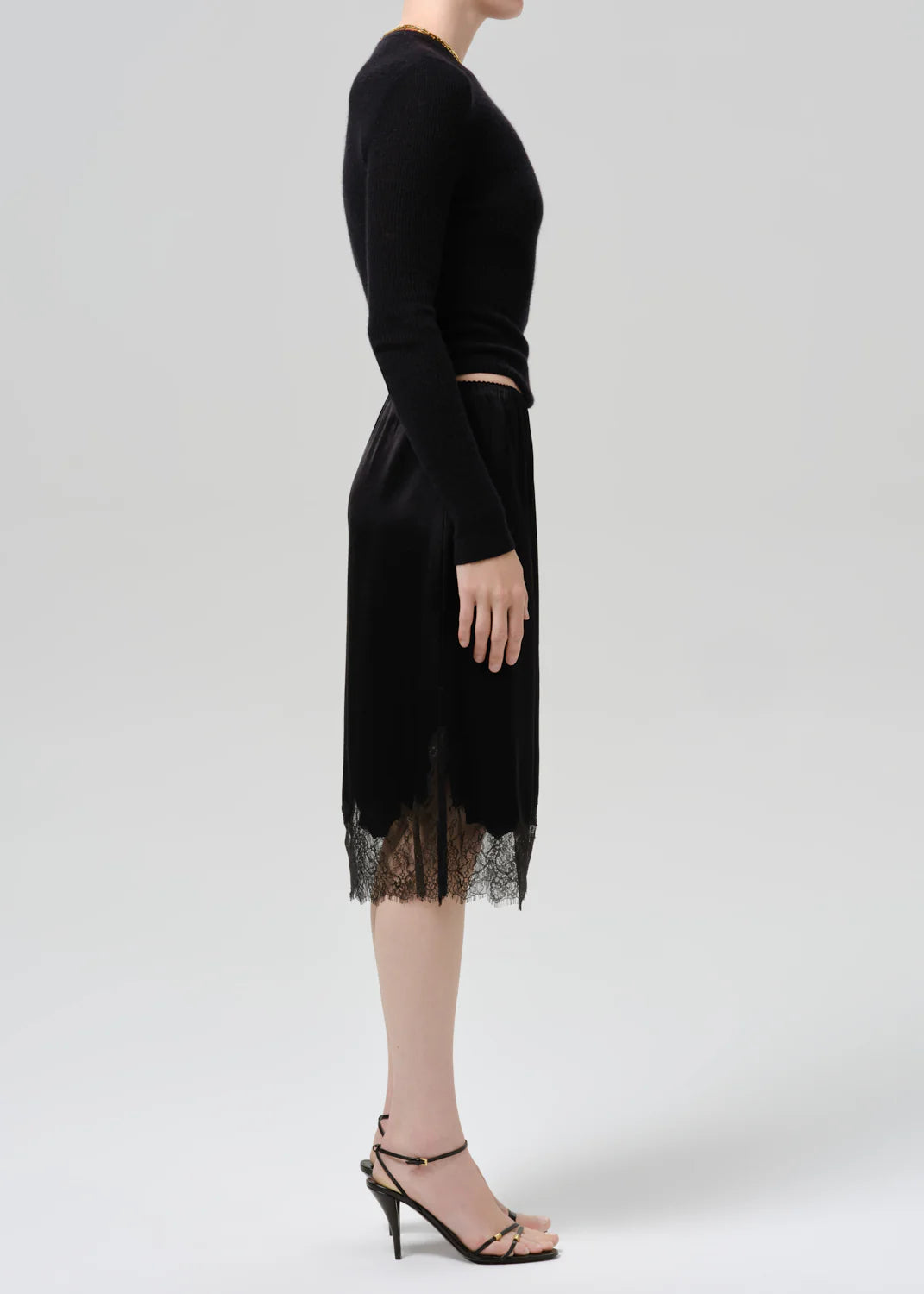 Lace Trimmed Skirt in Black