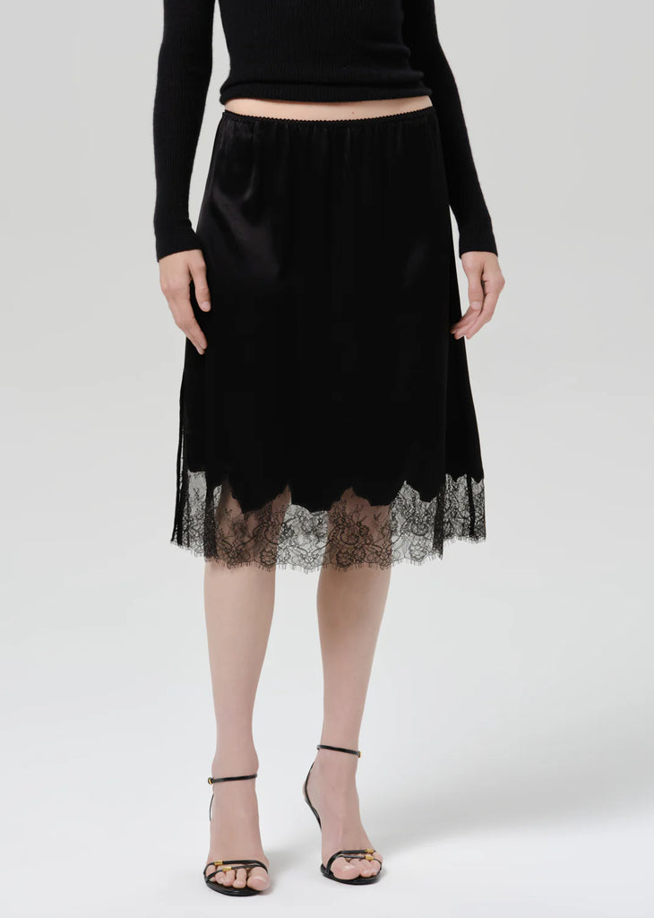 Lace Trimmed Skirt in Black