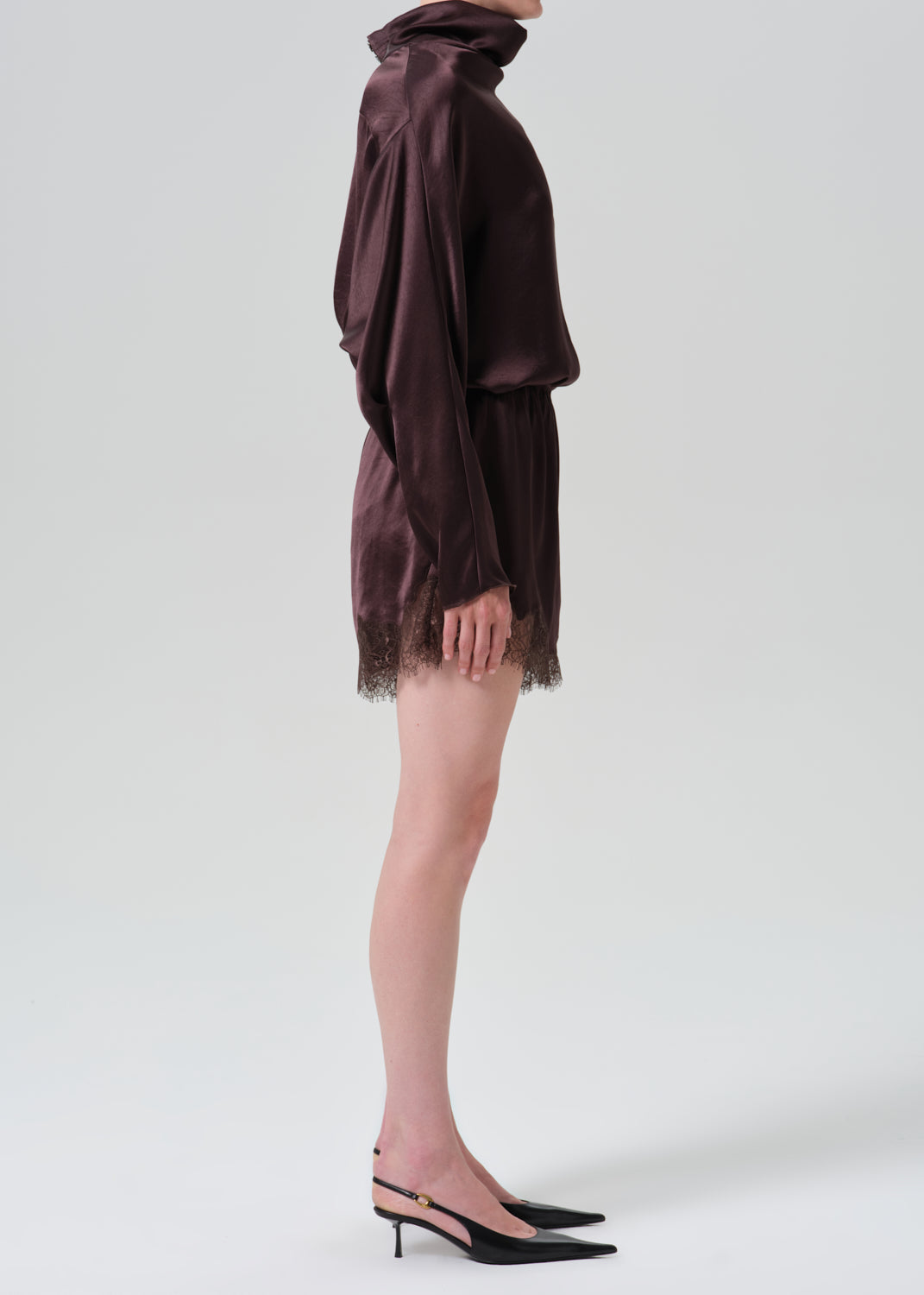 Lace Trimmed Tap Short in Espresso