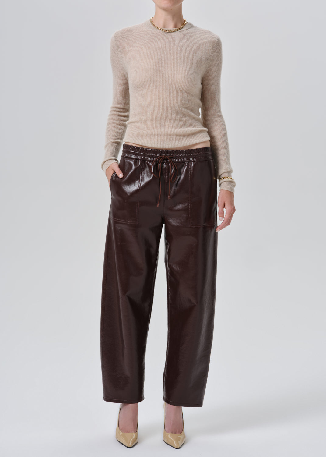 Rework Recycled Leather Pull On in Burgundy