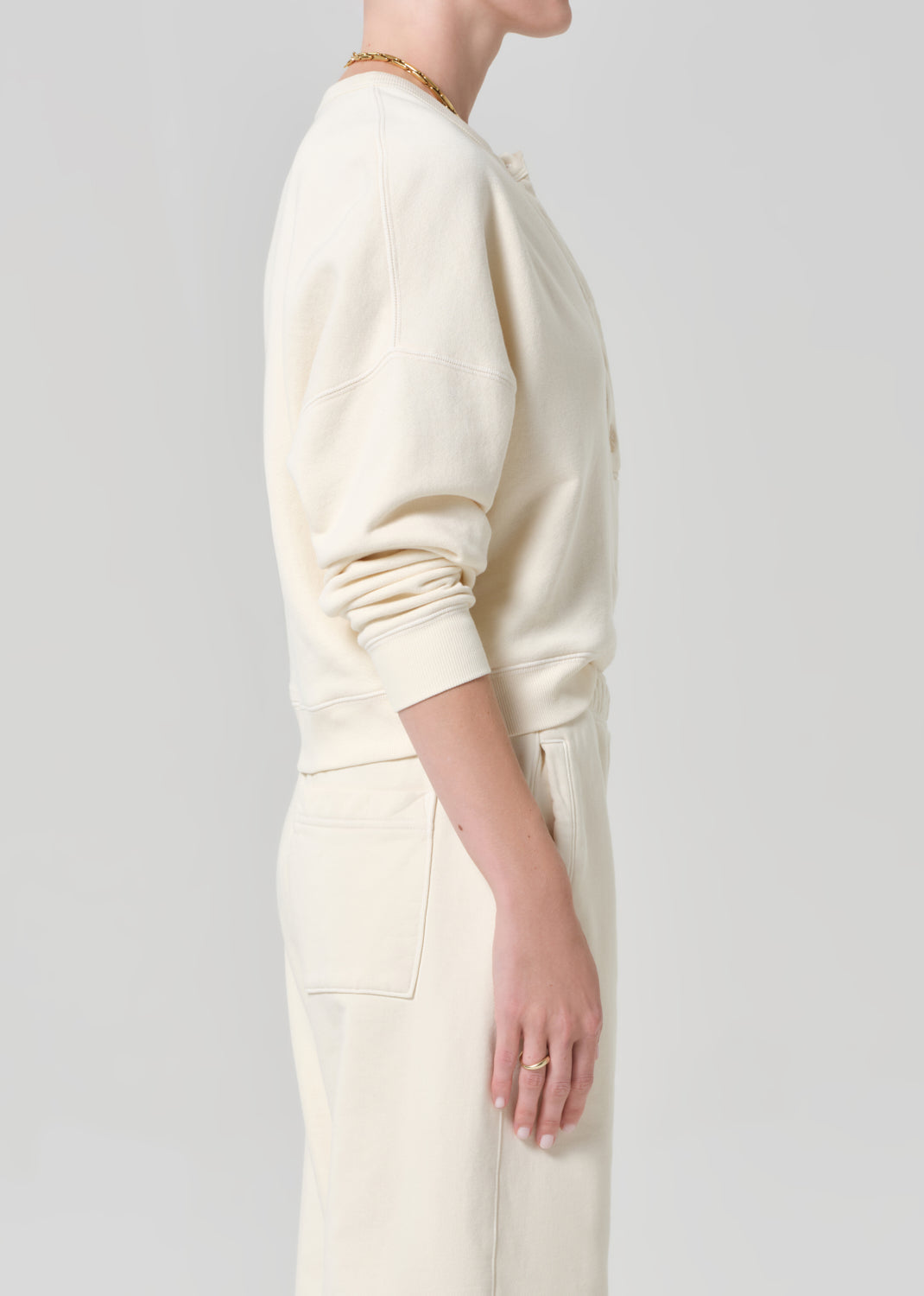 Rhomboid Henley in Cream