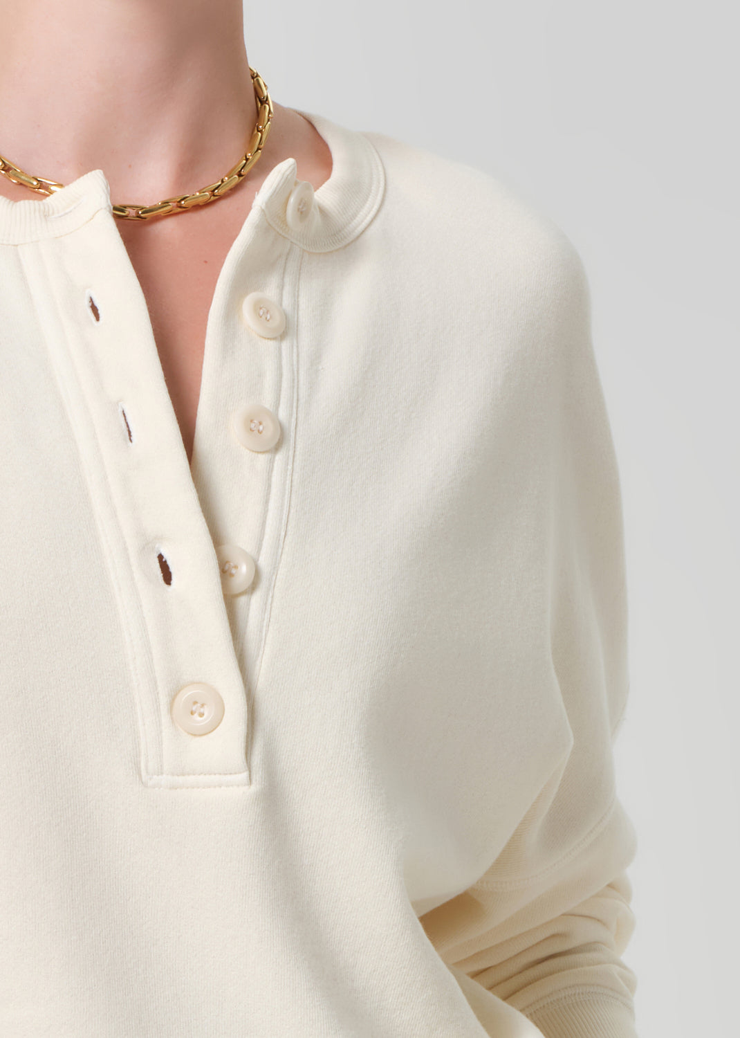 Rhomboid Henley in Cream