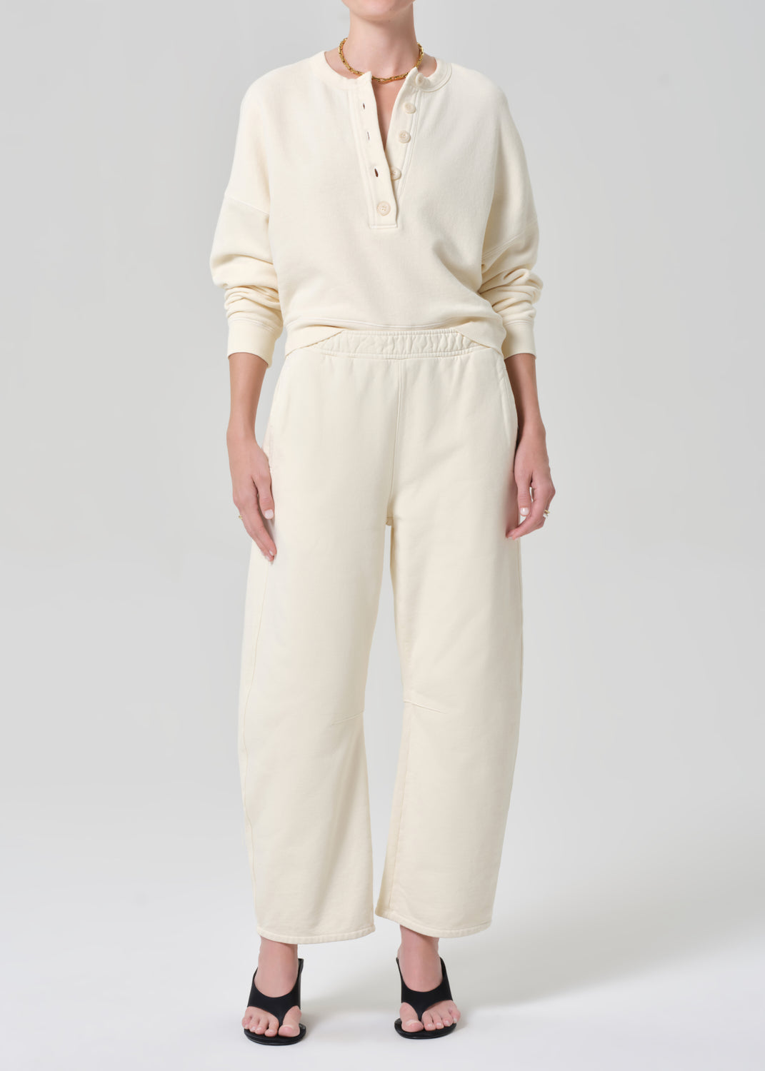 Rhomboid Henley in Cream