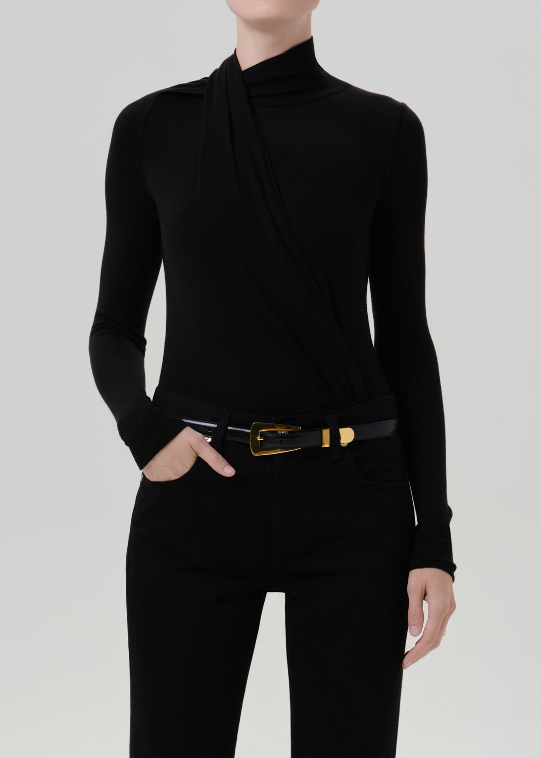 Sculptural Bodysuit in Black