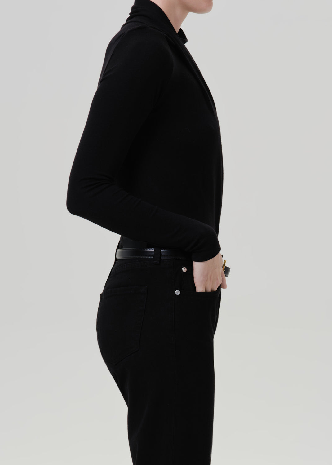 Sculptural Bodysuit in Black