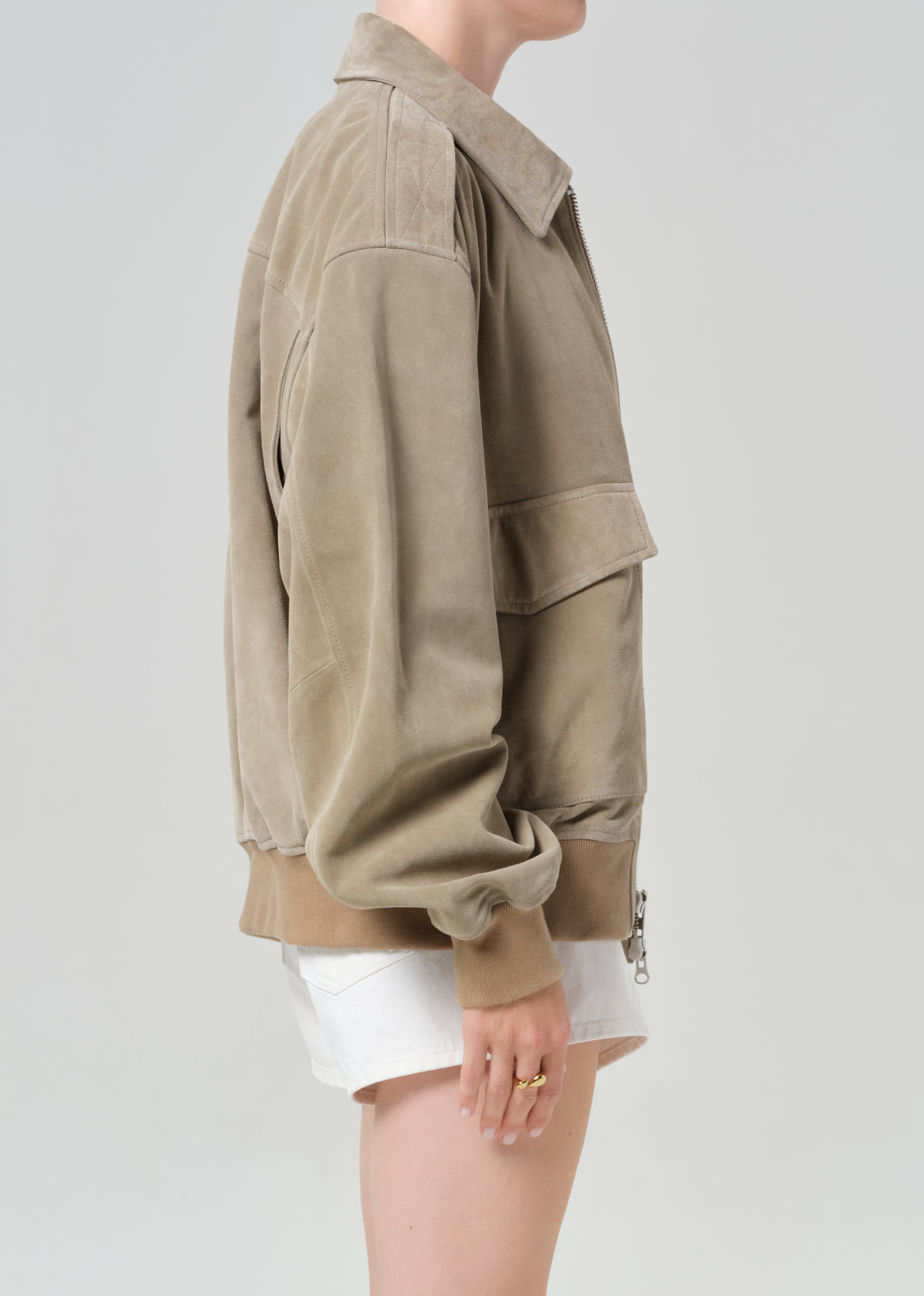 Vivienne Suede Jacket in Deep Olive
