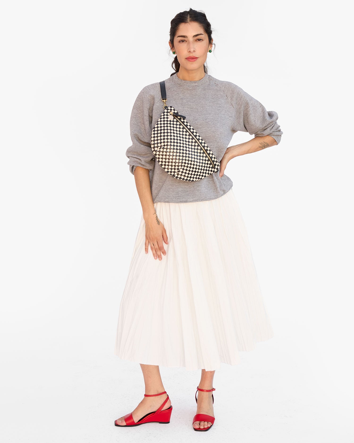 Grande Fanny in Black/Cream Woven Checker