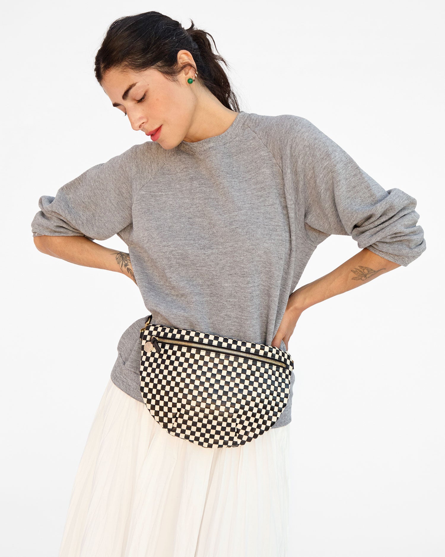 Grande Fanny in Black/Cream Woven Checker