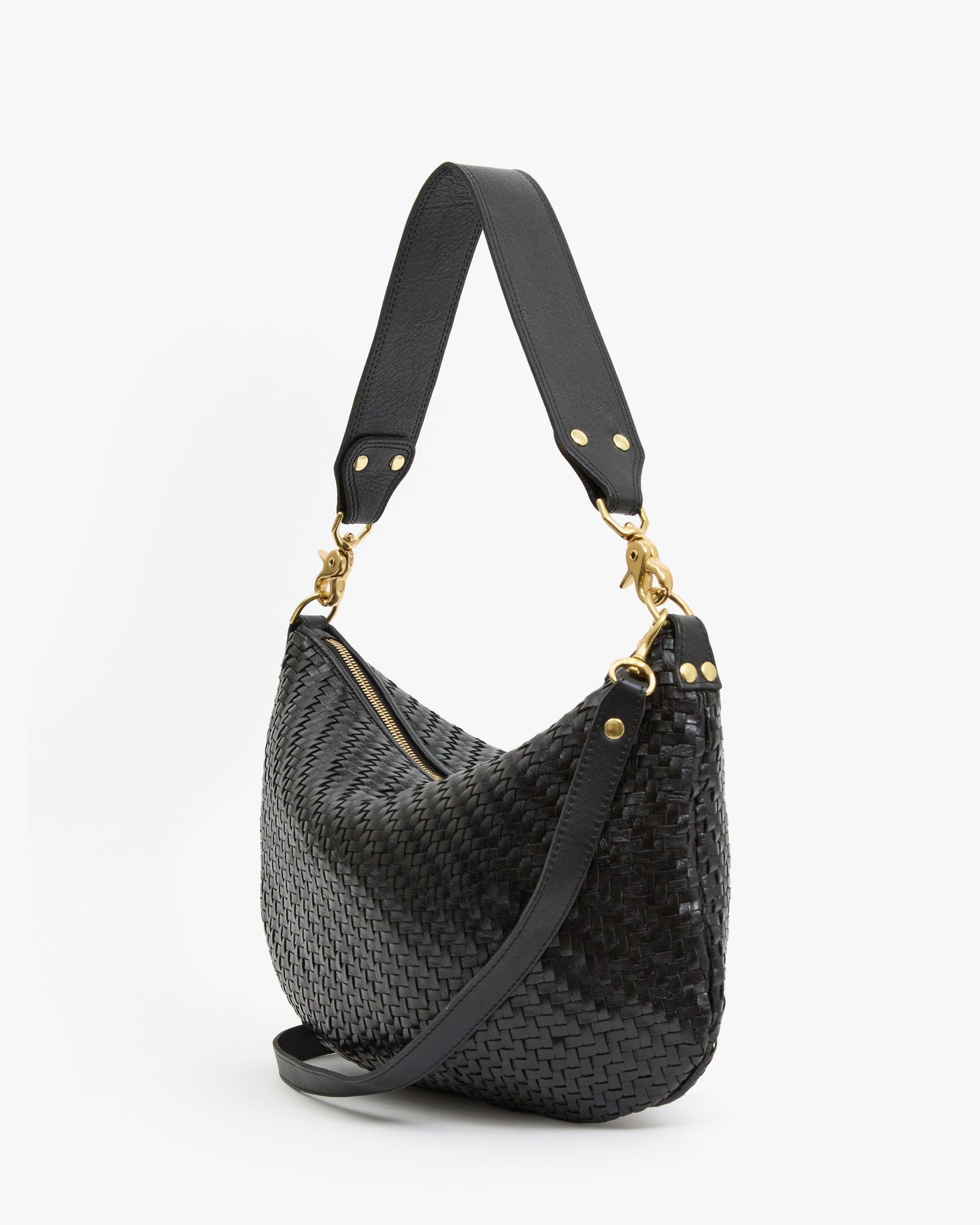 Moyen Messenger in Black Woven Zig-Zag