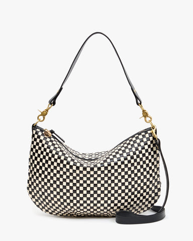 Moyen Messenger in Black/Cream Woven Checker