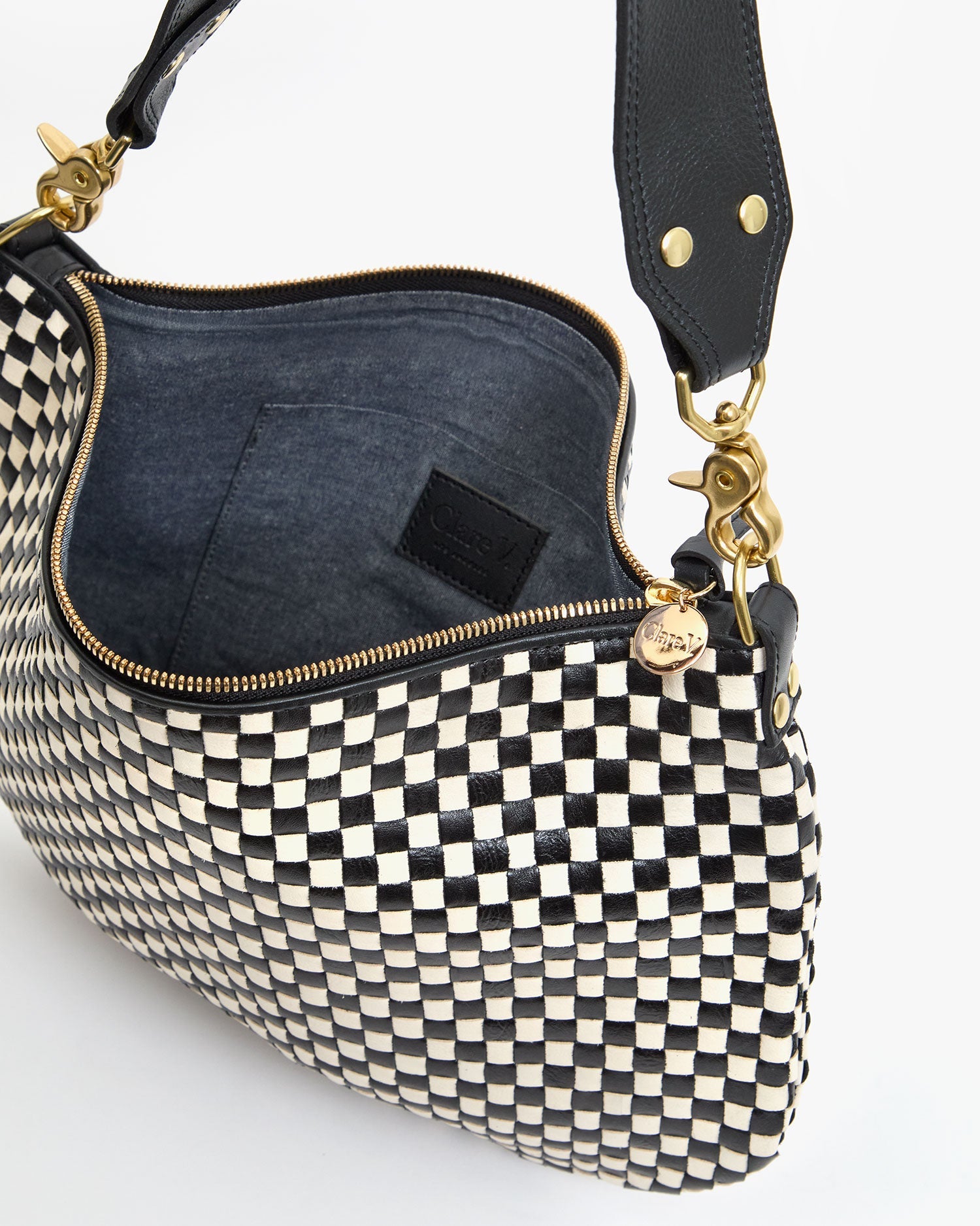 Moyen Messenger in Black/Cream Woven Checker