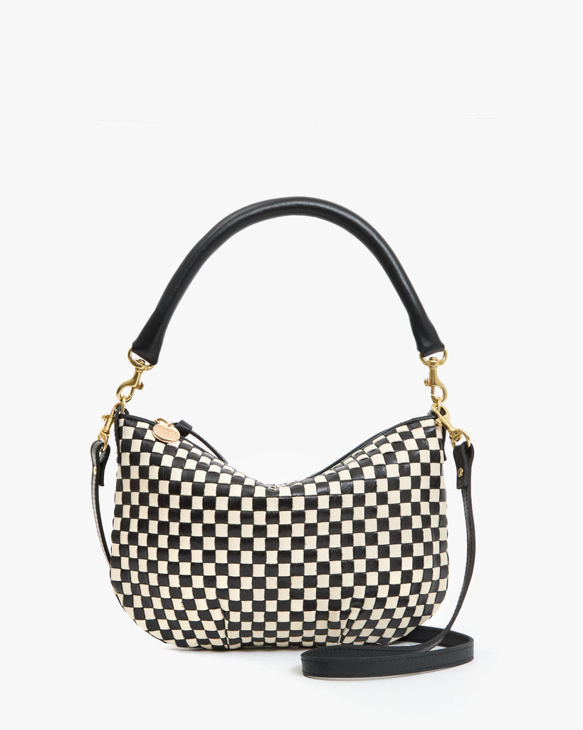 Petit Moyen Messenger in Black/Cream Woven Checker