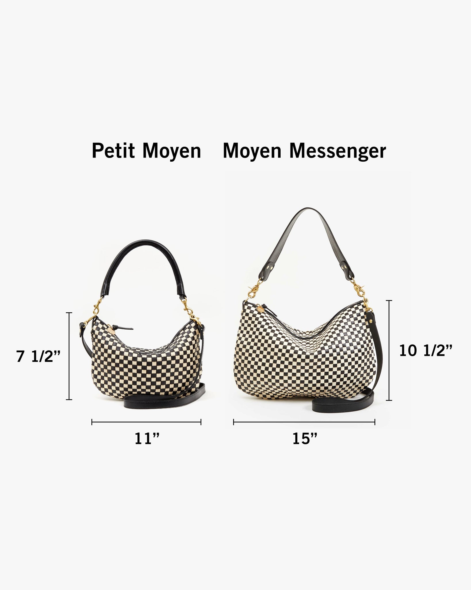 Petit Moyen Messenger in Black/Cream Woven Checker