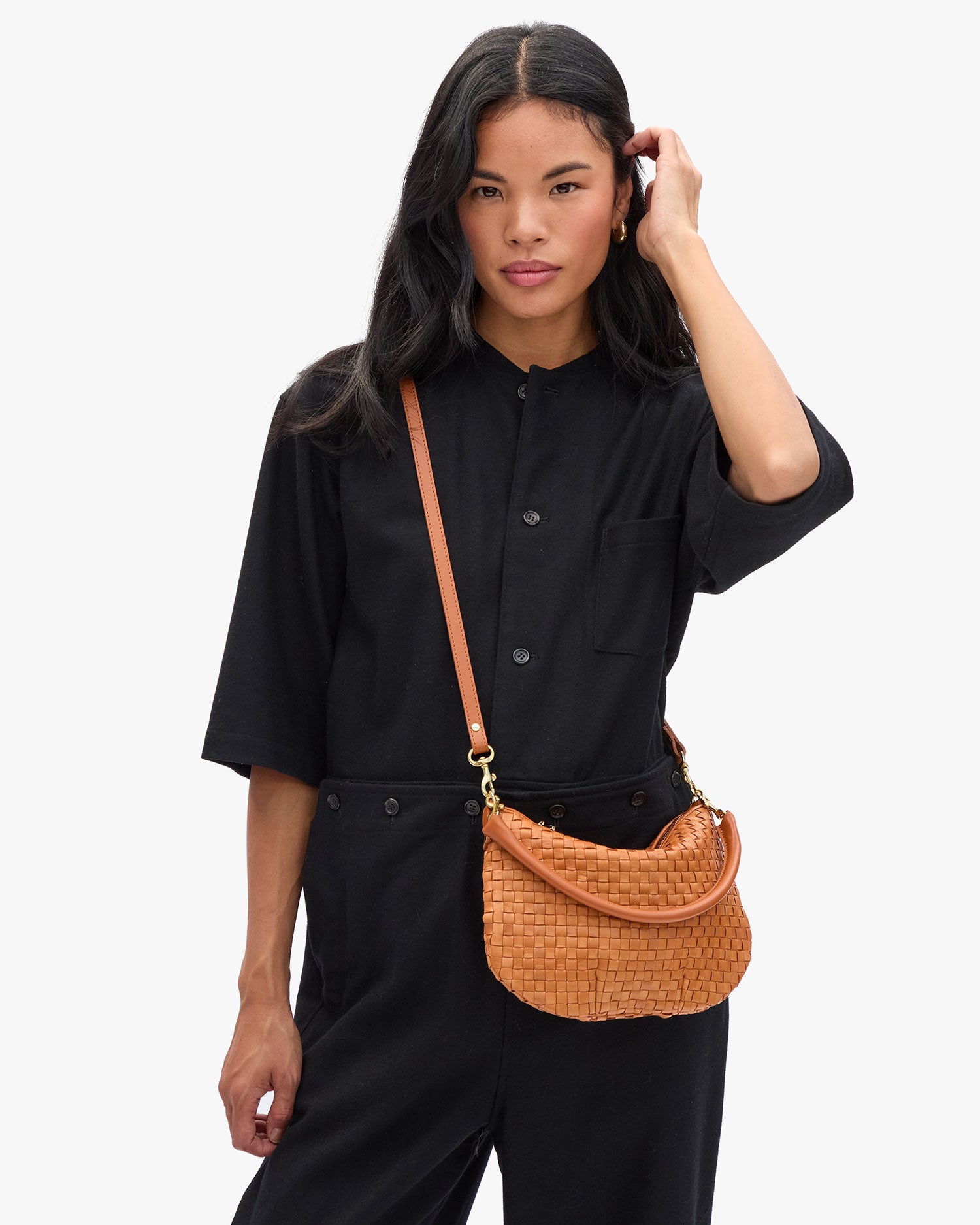 Petit Moyen Messenger in Natural Woven Checker