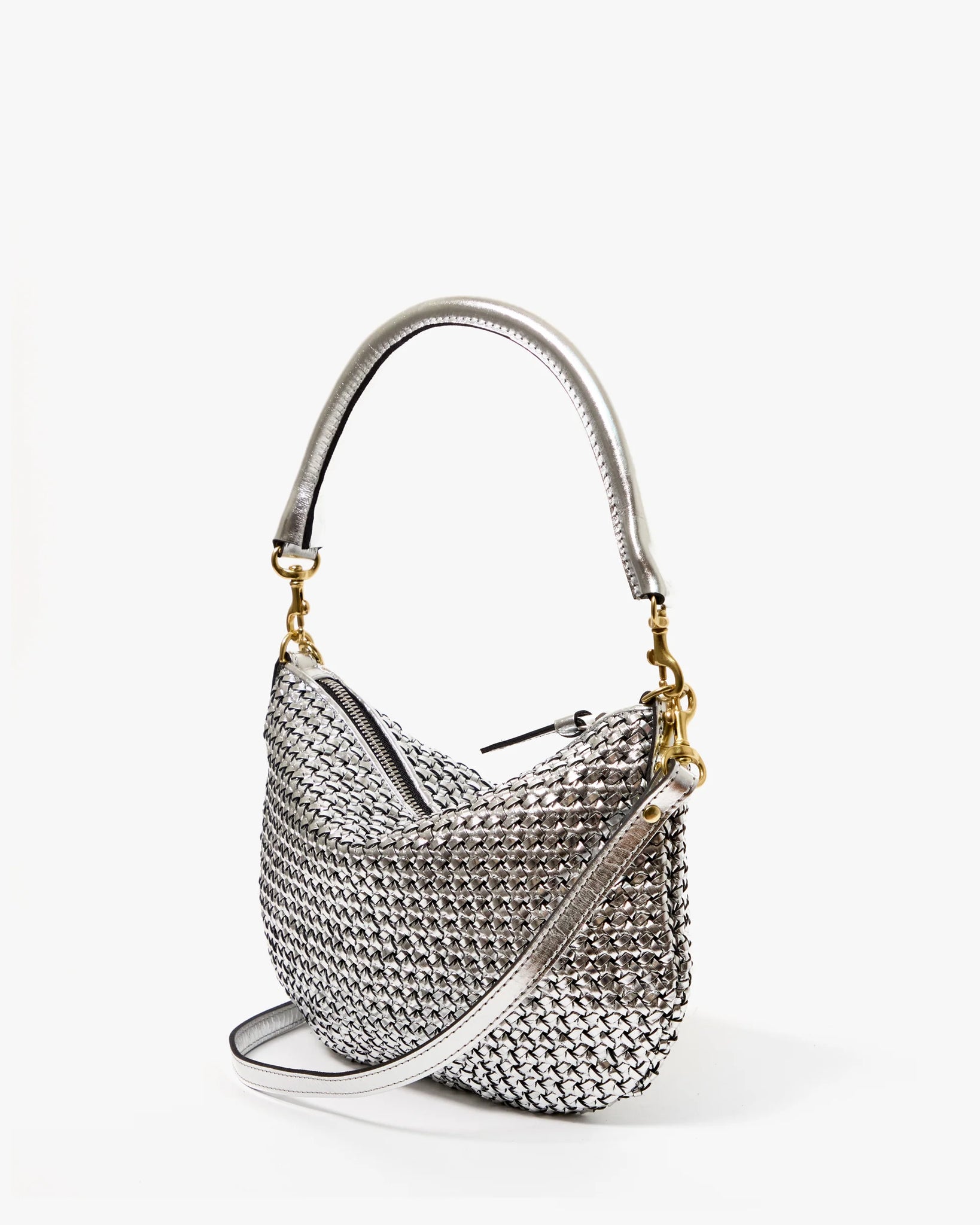 Petit Moyen Messenger in Silver Woven Étoile