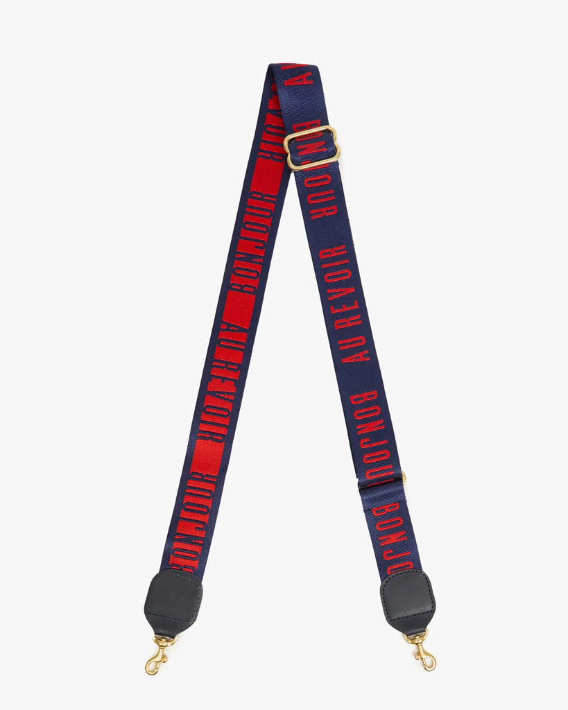 Adjustable Crossbody Strap in Navy/Poppy Bonjour Au Revoir