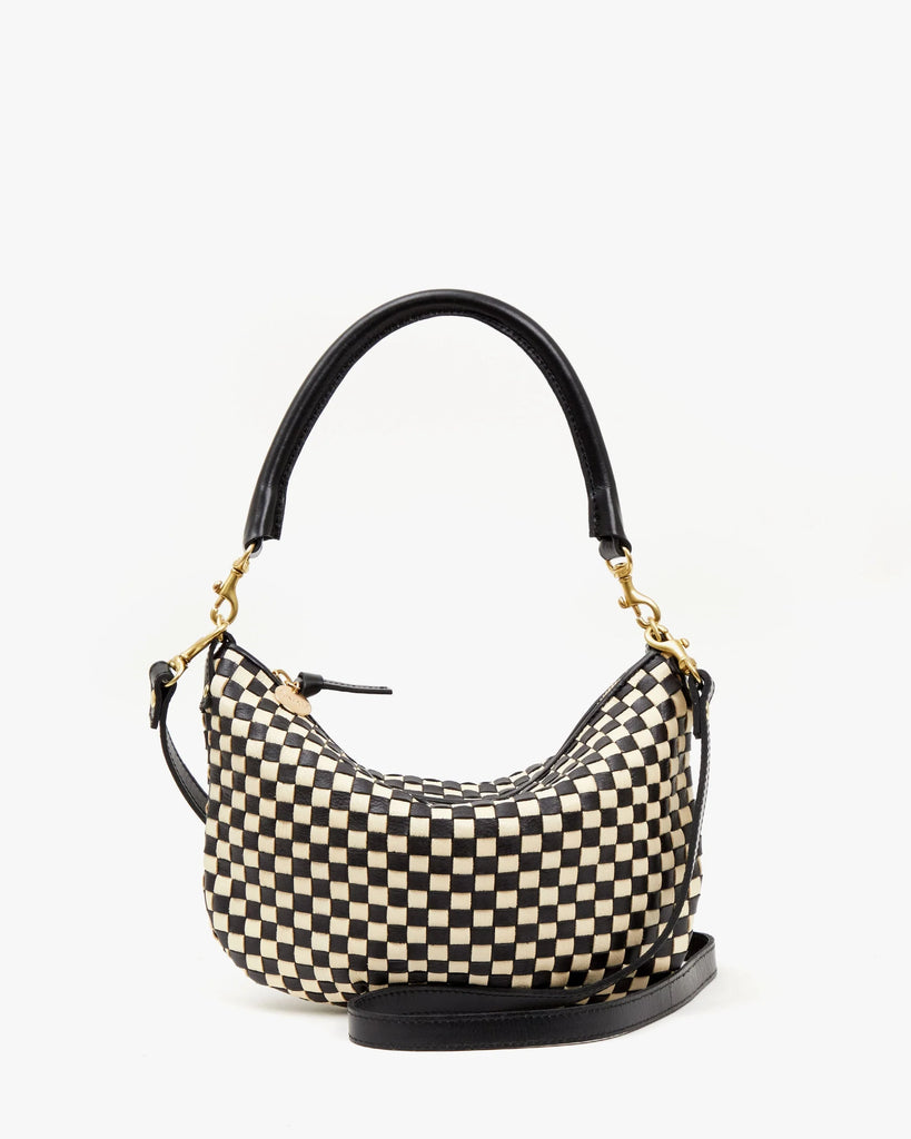 Petit Moyen Messenger in Black/Cream Woven Checker