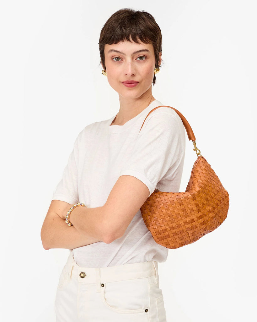 Petit Moyen Messenger in Natural Woven Checker