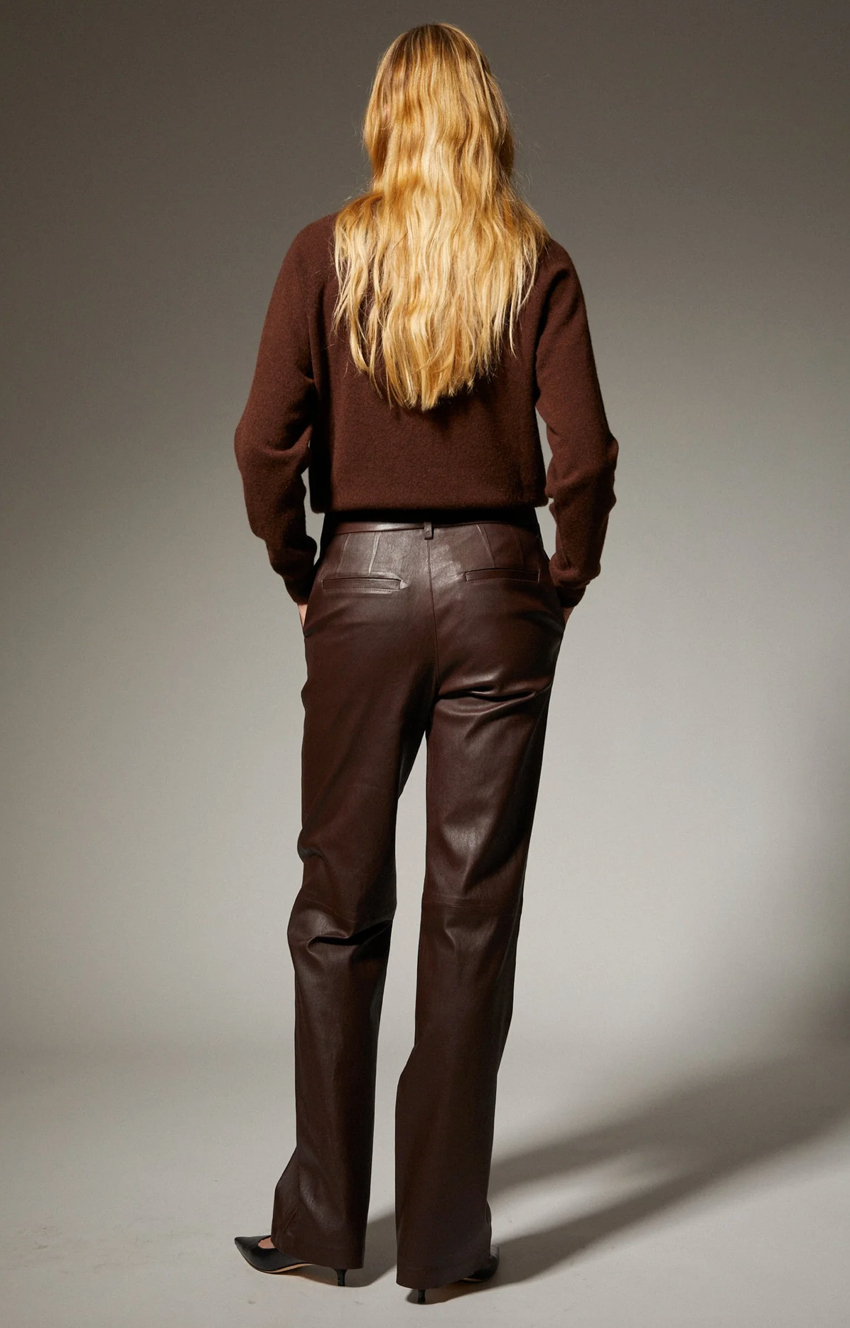 Classic Leather Trousers in Café