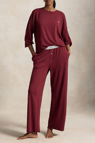 Club Terry Crew Wide Leg Pant Set in Zinfandel