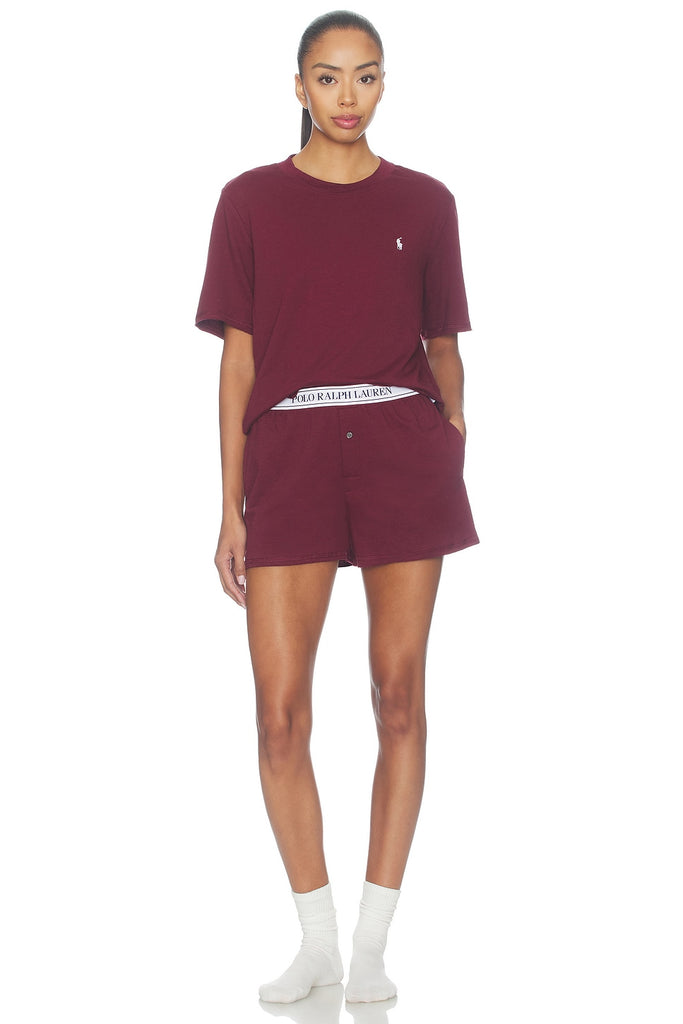 Club Terry Short Sleeve Short Set in Zinfandel