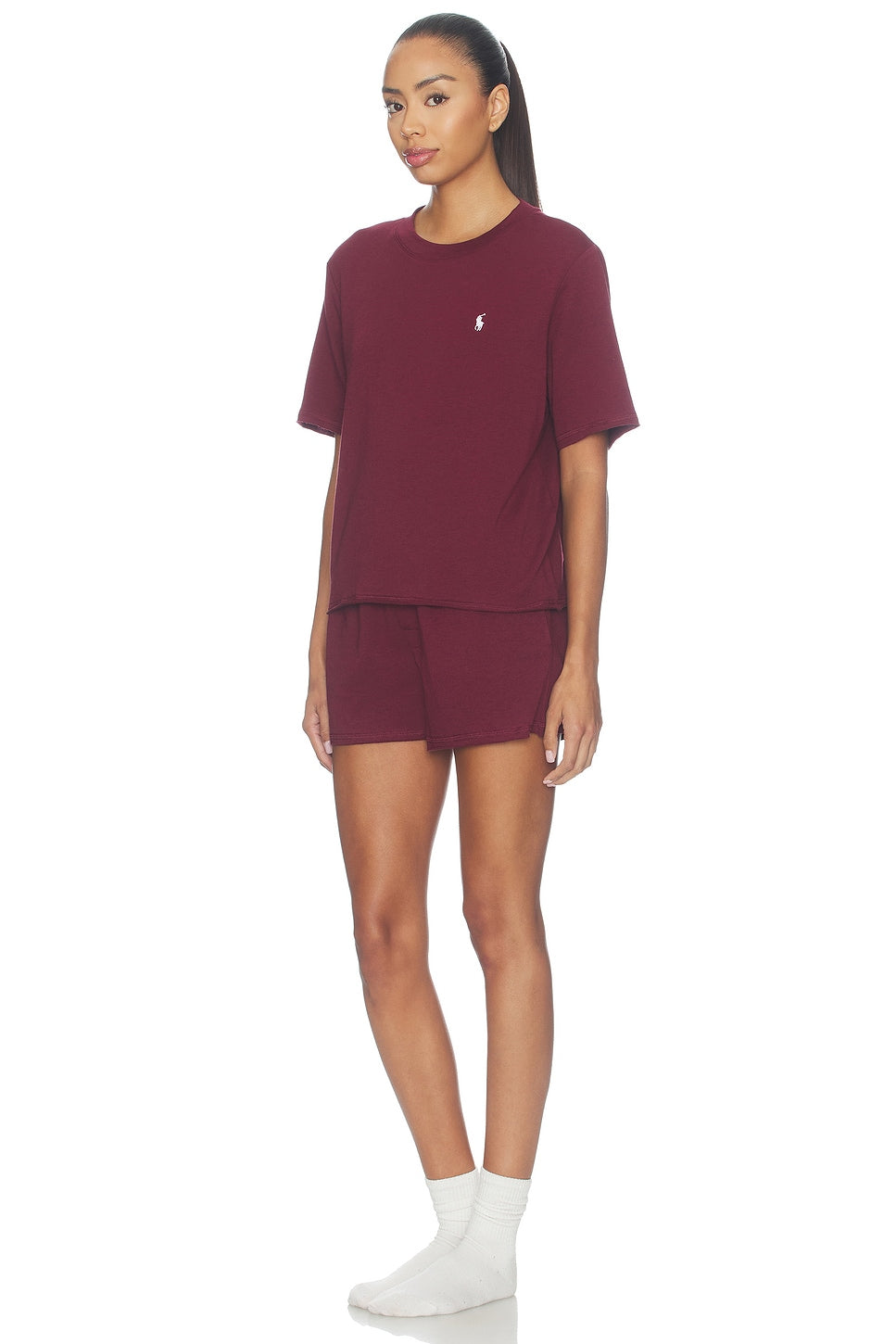 Club Terry Short Sleeve Short Set in Zinfandel