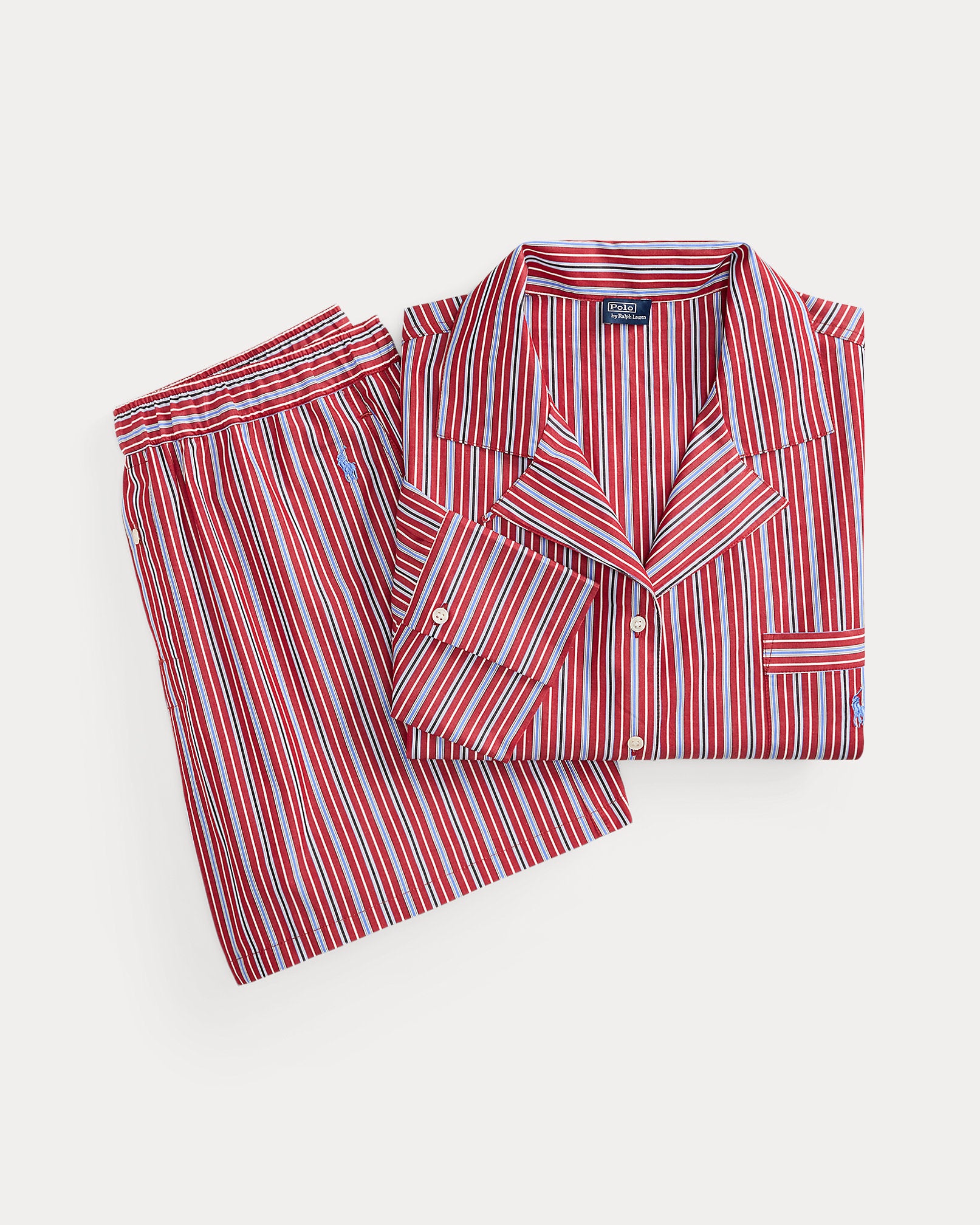 Crop Top & Boxer Poplin Pajama Set in Club Stripe