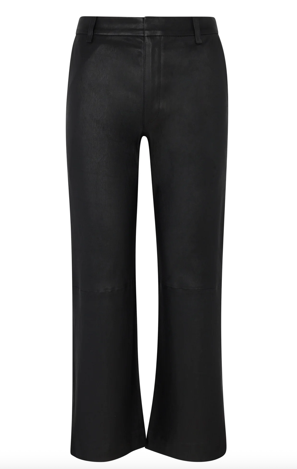 Leather Cropped Trousers in Black