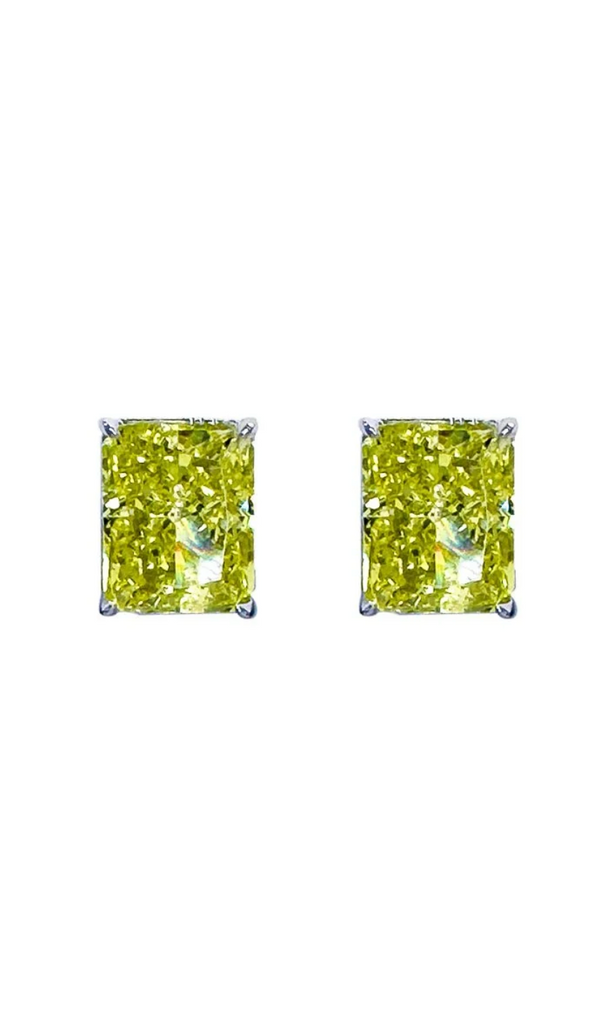 Crushed Ice Stud in White Rhodium and Peridot Crystals
