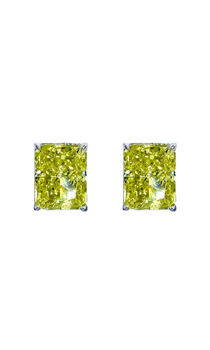 Crushed Ice Stud in White Rhodium and Peridot Crystals