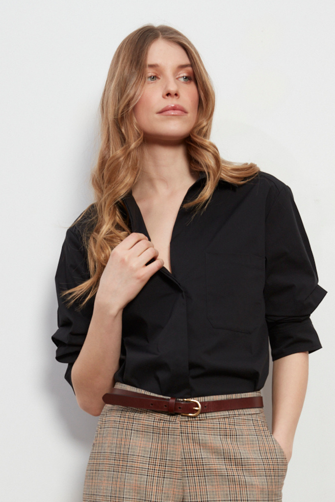 Daria Ruched Sleeve Shirt in White